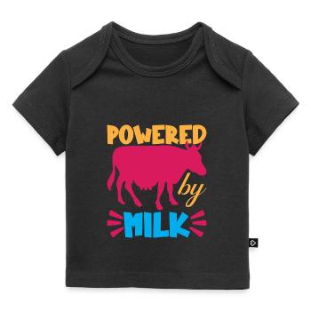 Powered by milk - vêtement drôle bébé et nourisson - T-shirt Premium bébé bio - noir - Devant