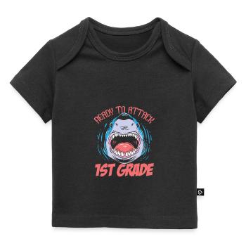 Prêt à attaquer le requin de 1ère année Premier jour de - T-shirt Premium bébé bio - noir - Devant