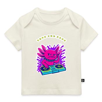 Angry Axolotl DJ - Drop the Bass Neon Design - Baby Premium Organic T-shirt - dark navy - Front