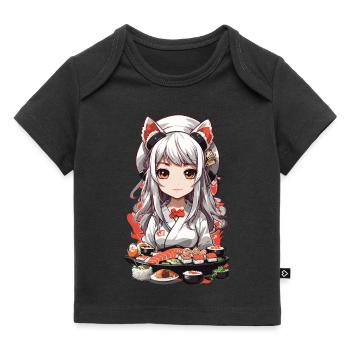 Kawaii Anime Sushi Meisterin mit Katzenohren - Baby Premium Organic T-Shirt - Schwarz - Vorne