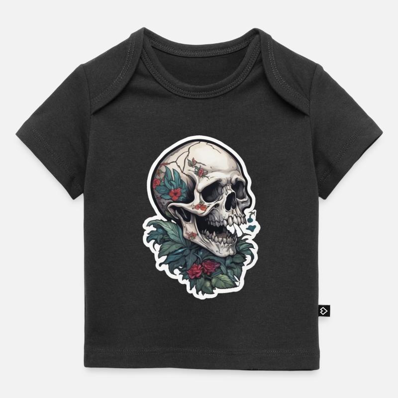 Conception de crâne d’impression de tatouage - T-shirt Premium bébé bio - noir