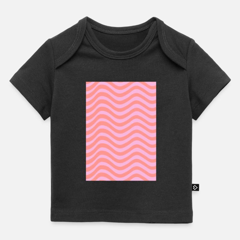 Stripe Wave Pattern - Pink kan tilpasses - Premium Baby T-shirt  - sort