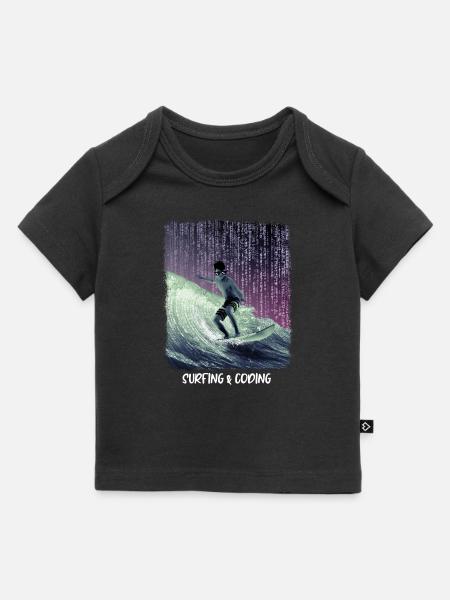 Surfing & Coding - Baby Premium Organic T-Shirt - Schwarz
