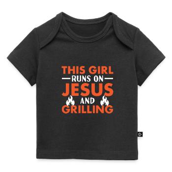 Griller Cette fille court sur Jésus et les grillades - T-shirt Premium bébé bio - noir - Devant