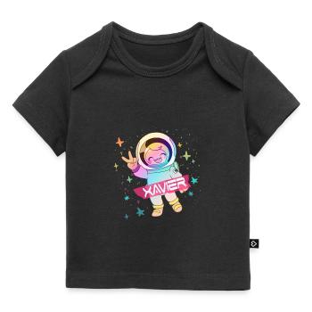 XAVIER - Beau nom de garçon avec astronaute mignon - T-shirt Premium bébé bio - noir - Devant