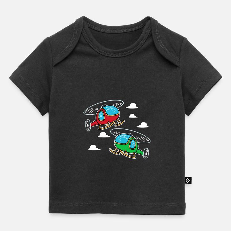 deux petits hélicoptères | pilote - T-shirt Premium bébé bio - noir