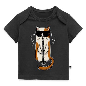 Klarinette Katze Musiker Kitty Musikinstrument - Baby Premium Organic T-Shirt - Schwarz - Vorne