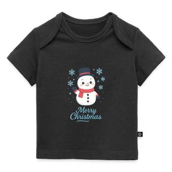 Schneemann mit Schal – Merry Christmas - Baby Premium Organic T-Shirt - Schwarz - Vorne