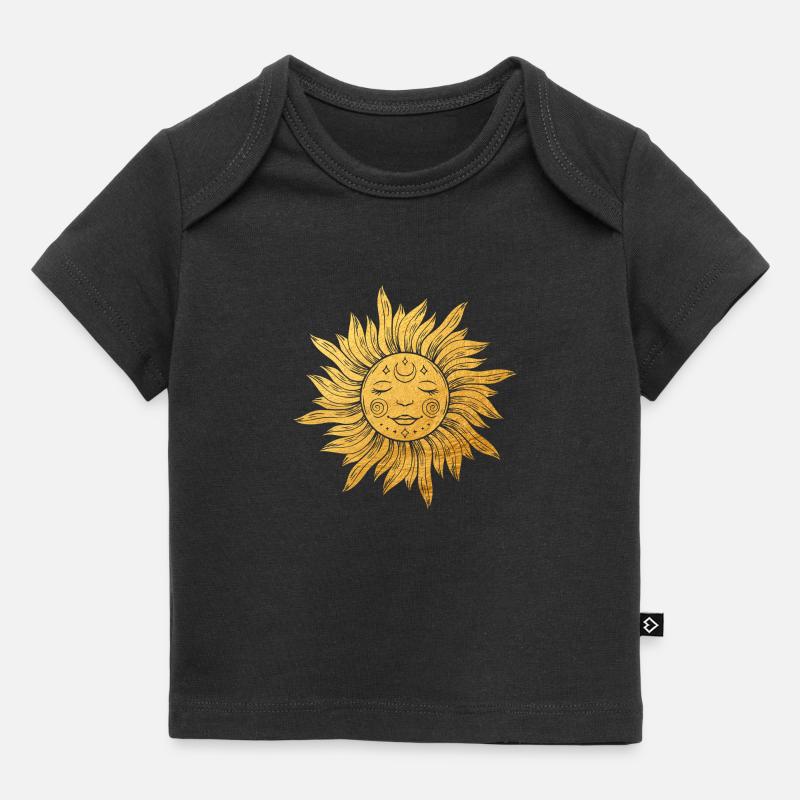 Sun face with rays, esoteric, mystical - Baby Premium Organic T-shirt - black