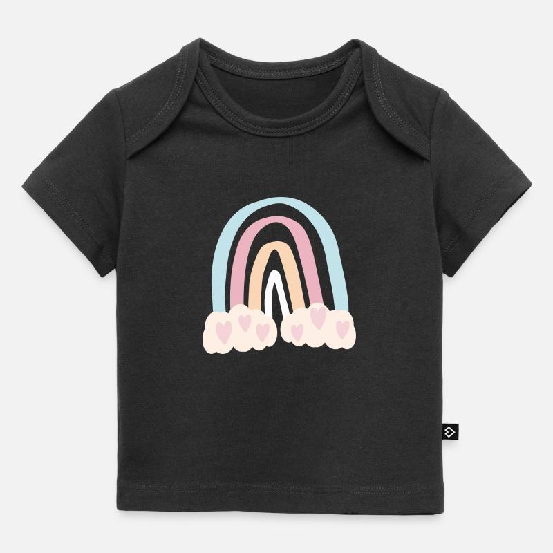 Regenbogen mit Herzen - Baby Premium Organic T-Shirt - Schwarz