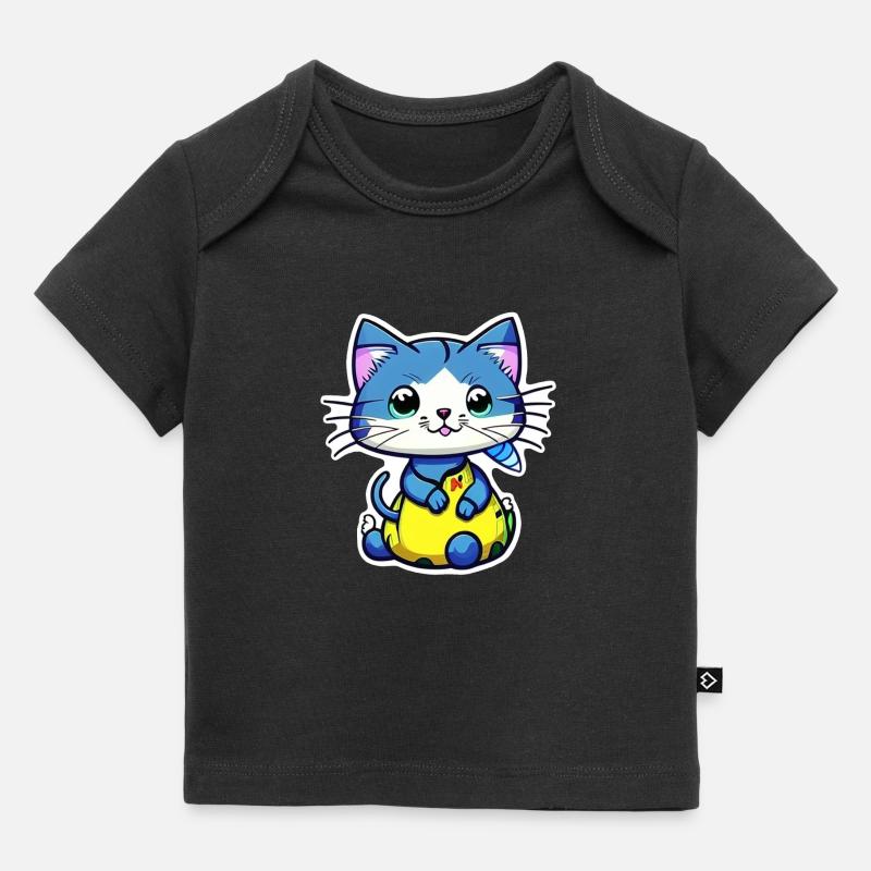 chat kawaii - mignon - manga - T-shirt Premium bébé bio - noir