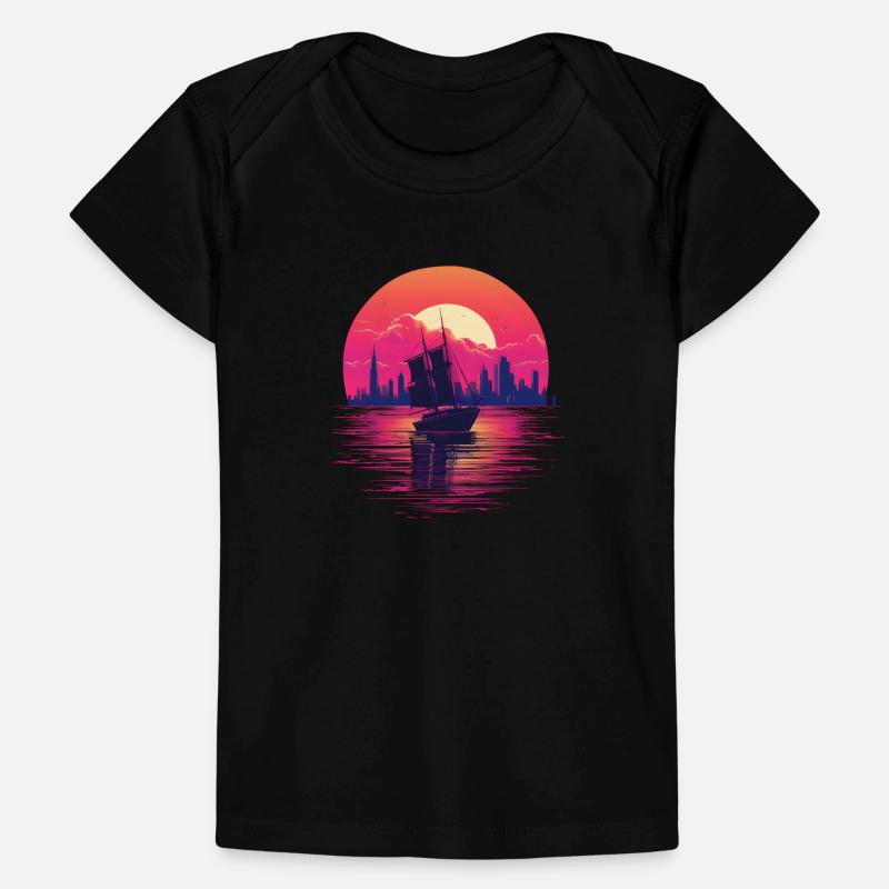 Synthwave sailing ship Baby Premium Organic T-Shirt