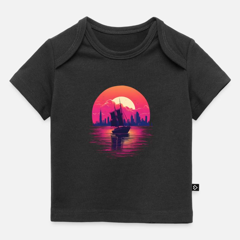 Voilier Synthwave - T-shirt Premium bébé bio - noir