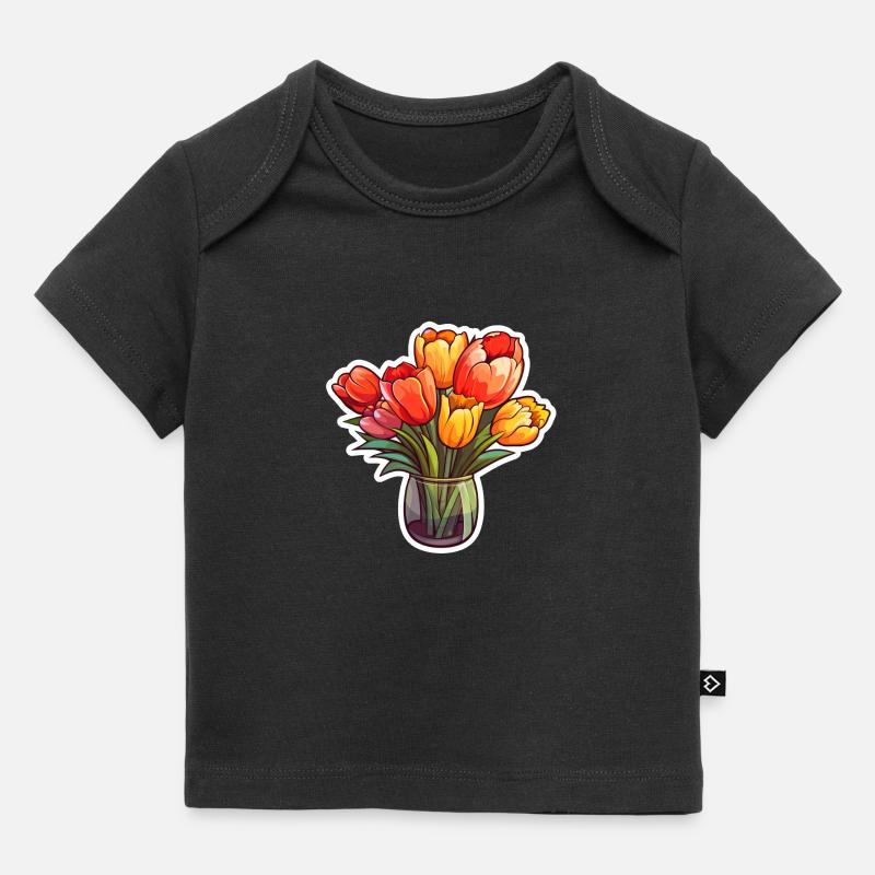 Bouquet de tulipes - T-shirt Premium bébé bio - noir