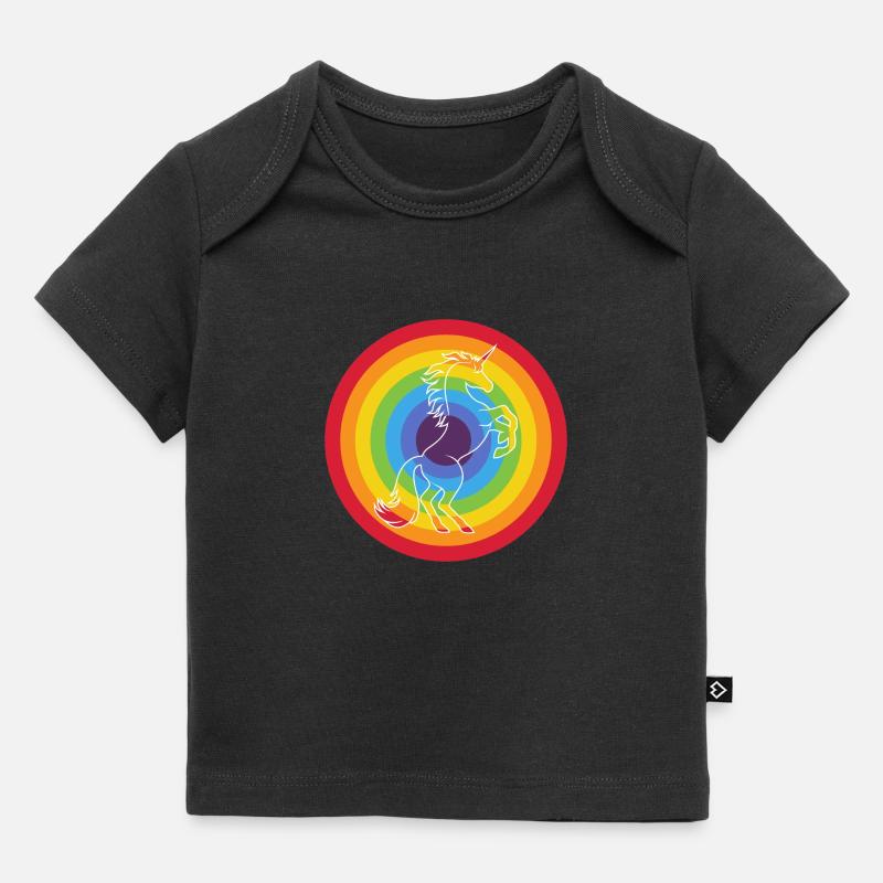 Cercle arc-en-ciel avec licorne - T-shirt Premium bébé bio - noir