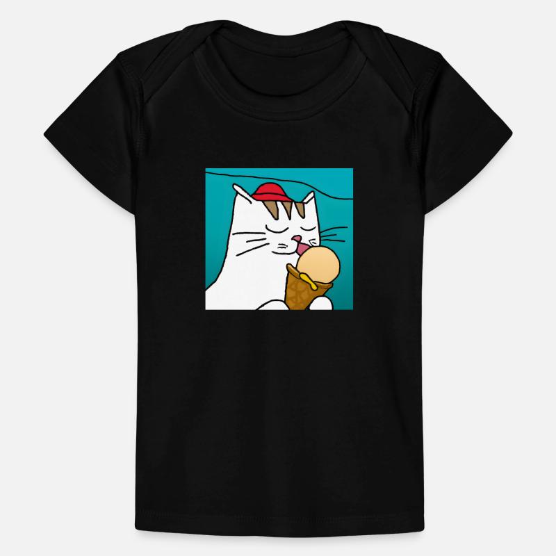 Katze mit Eis mit blauem Hintergrund Baby Premium Organic T-Shirt