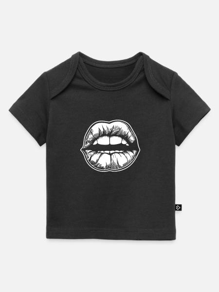 Lippen Mund Kussmund - Baby Premium Organic T-Shirt - Schwarz