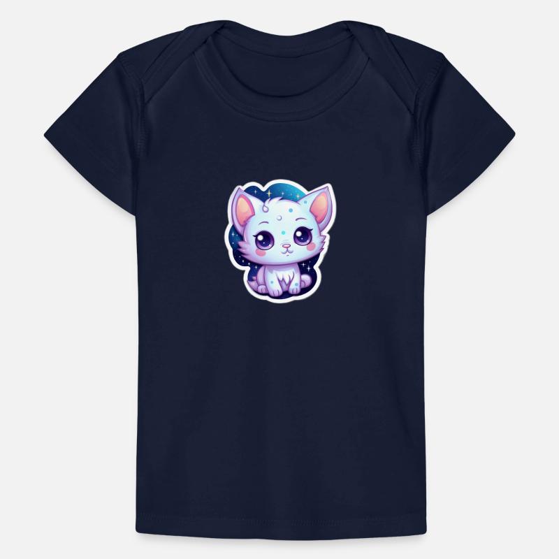 Mignon chat de dessin animé flottant dans l’espace T-shirt Premium bébé bio