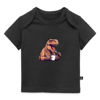 Dino Coffee Morning Grouch Dinosaur - Baby Premium Organic T-shirt - black - Front