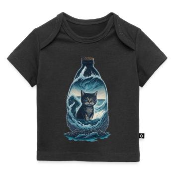 Katze Flasche - Baby Premium Organic T-Shirt - Schwarz - Vorne