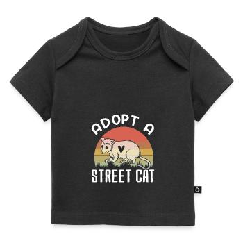 Adopt A Street Cat Funny Opossum Vintage - Baby Premium Organic T-Shirt - Schwarz - Vorne