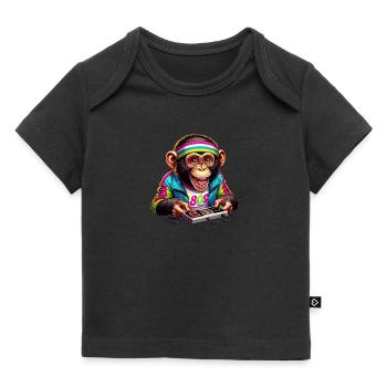 Illustration eines fröhlichen Affen im Retro-Stil der 80er Jahre - Baby Premium Organic T-Shirt - Schwarz - Vorne