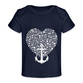 Anker Mit Herz Küste Seefahrt - Baby Premium Organic T-Shirt - Dunkelnavy - Vorne