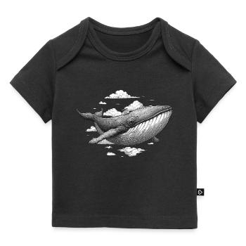 Walfisch fliegt über den Wolken - Baby Premium Organic T-Shirt - Schwarz - Vorne
