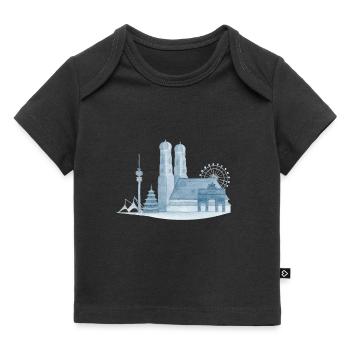 München Skyline - Handgemaltes Aquarell - Baby Premium Organic T-Shirt - Schwarz - Vorne