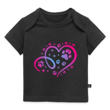 Herz mit Pfötchen und Sternen - Baby Premium Organic T-Shirt - Schwarz - Vorne