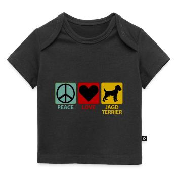 Deutscher Jagdterrier Jagdhund Peace Love - Baby Premium Organic T-Shirt - Schwarz - Vorne