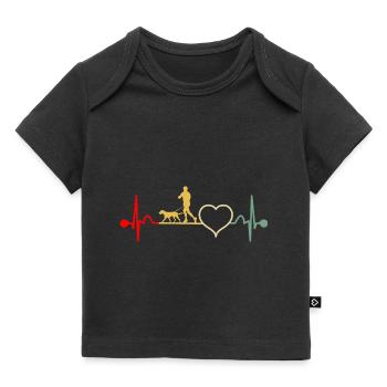 Canicross Laufen mit Hund Herzschlag Retro - Baby Premium Organic T-Shirt - Schwarz - Vorne
