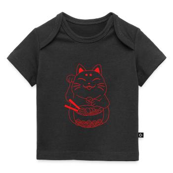 Waving cat Japan Japanese cat ramen - Baby Premium Organic T-shirt - black - Front