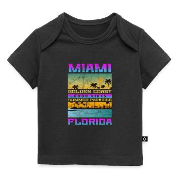 Miami Floride USA Amérique Cadeau de Voyage de Vacances - T-shirt Premium bébé bio - noir - Devant