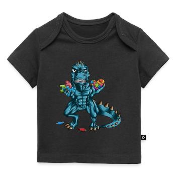Autisme Sensibilisation Dino T Rex Puzzle - T-shirt Premium bébé bio - noir - Devant
