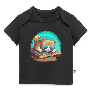 Amoureux des chats et rat de bibliothèque Amoureux du livre et - T-shirt Premium bébé bio - noir - Devant