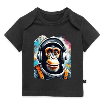 Astronaut chimp with headphones - Baby Premium Organic T-shirt - black - Front