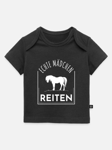 Echte Mädchen Reiten, Pferdespruch, Pferde - Baby Premium Organic T-Shirt - Schwarz