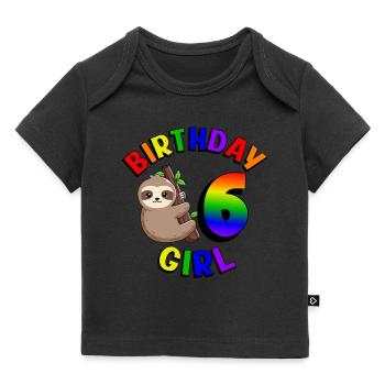 Geburtstag 6 Mädchen Niedliches Baby Faultier - Baby Premium Organic T-Shirt - Schwarz - Vorne