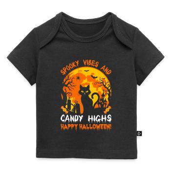 Des vibrations effrayantes et des bonbons défonçants - joyeux Halloween ! - T-shirt Premium bébé bio - noir - Devant