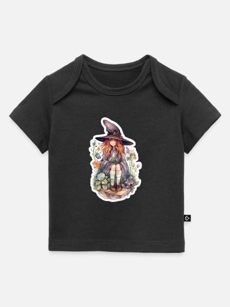 Witch sitting on a stone - Baby Premium Organic T-shirt - black