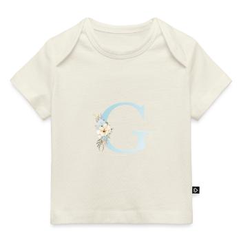 Monogramme G Floral personnalisable - T-shirt Premium bébé bio - marine foncé - Devant