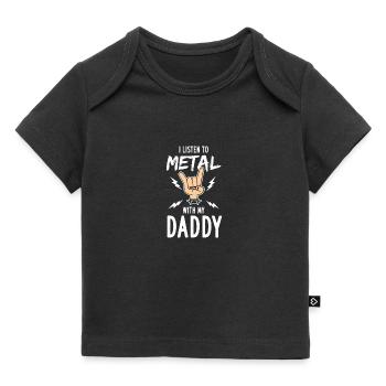 J'écoute du métal avec mon papa - T-shirt Premium bébé bio - noir - Devant