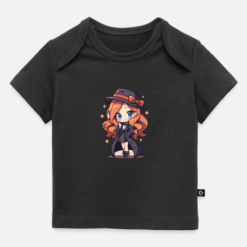Mignon Chibi Détective Fille Mignon Dessin Animé - T-shirt Premium bébé bio - noir