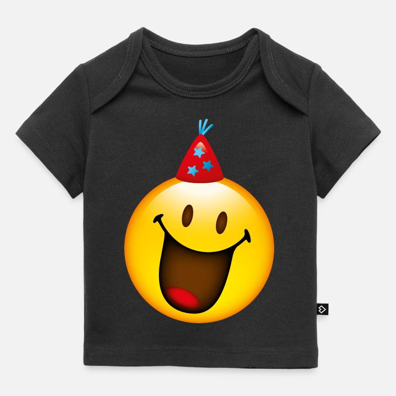 Smiley with Party Hat - T-shirt Premium bébé bio - noir