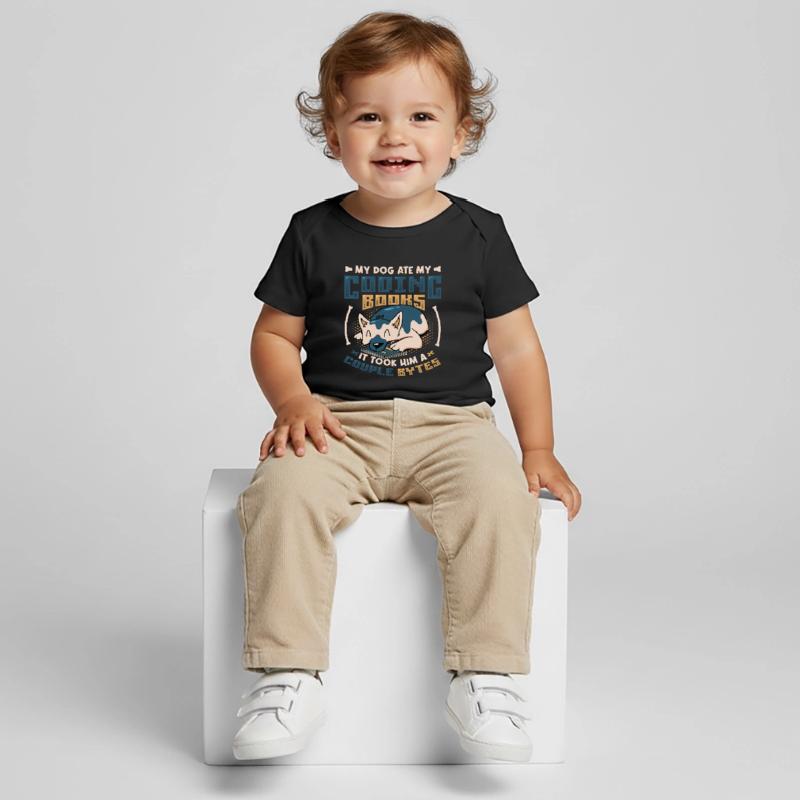 Dog Bytes Code Computer Joke Programmazione Maglietta Premium per neonati 