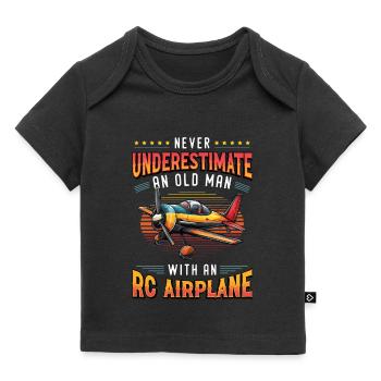 Vieil homme avec maquette d’avion - T-shirt Premium bébé bio - noir - Devant