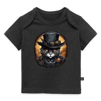 Steampunk Katze - Baby Premium Organic T-Shirt - Schwarz - Vorne