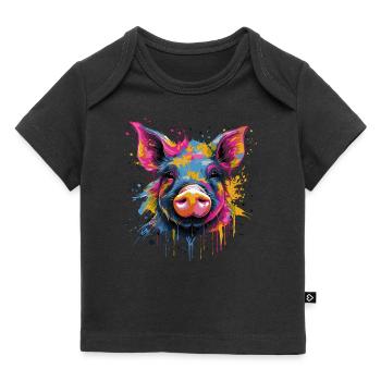 Funny Piglet - Baby Premium Organic T-shirt - black - Front