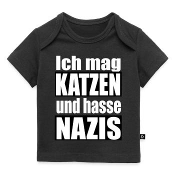 mag Katzen hasse Nazis - Baby Premium Organic T-Shirt - Schwarz - Vorne